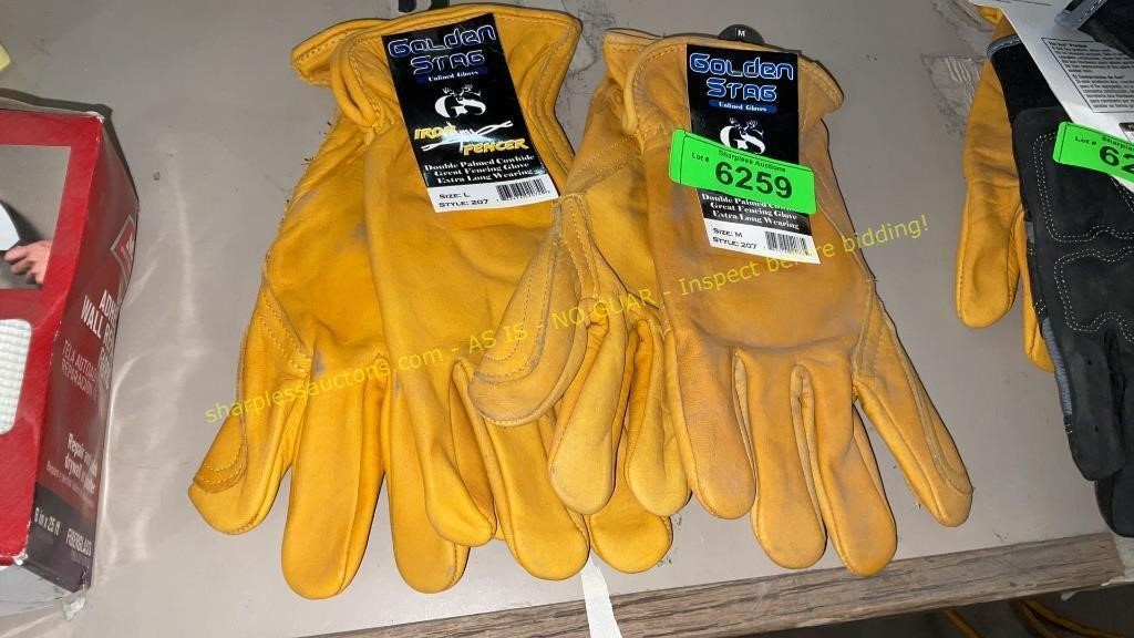 Golden Stag Leather Gloves, Large & Medium Size
