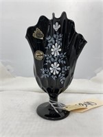 Fenton Black Glass Vase 9"H