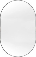 Minuover Black Oval Mirror, 20x30" Metal