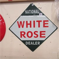 WHITE ROSE DEALER SIGN - REPRO  12"