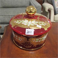 DECORATIVE  COVERED CANDY BOWL,  6 1/2"