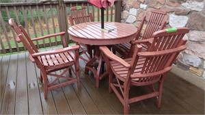 6 pc Outdoor Furniture Set, Table 36" R, 30"H