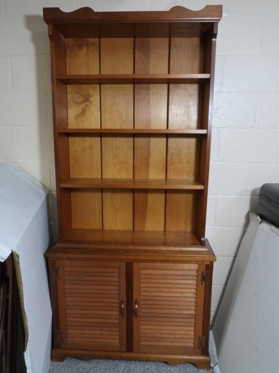 Pine Bookcase Cabinet 3'wx11.5"dx74"h (good cond)