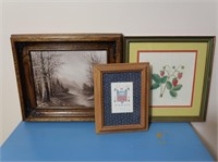 3 Framed Prints-1 signed