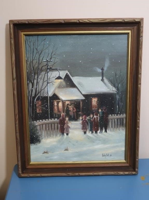 Christmas Carol Painting, signed Shirley Smith '95