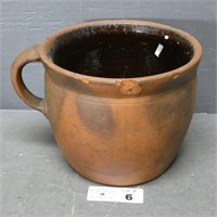 Early Handled Redware Crock