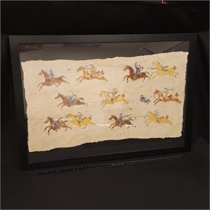 Painted Muslin Tapestry Depicting battle scenes