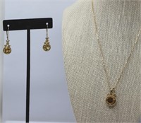 10K STAMPED GOLD EARRINGS & NECKLACE
