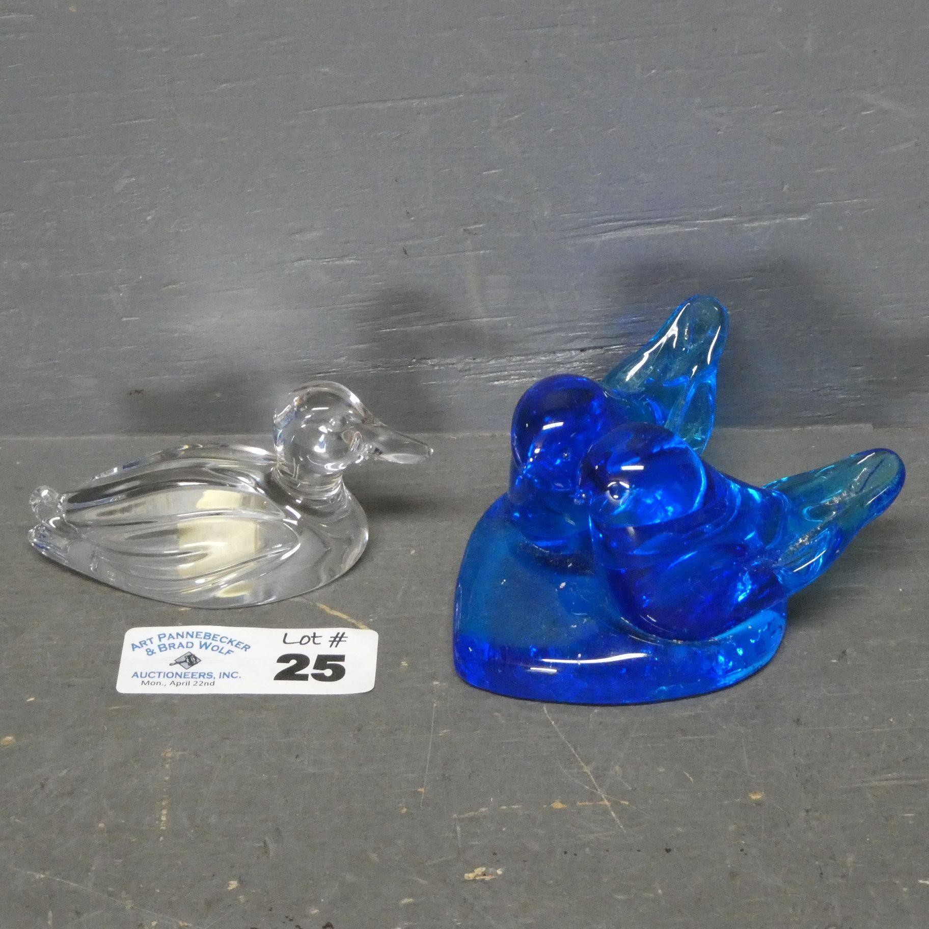Blue Glass & Princess House Bird Paperweights