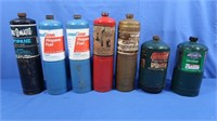 7 Propane Cylinders-2 Blue Full & 1 other full