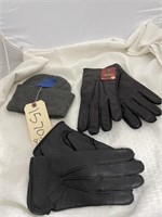 2-Pair Lined Gloves Sz L & Beanie