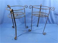 2 Wrought Iron Planter Stands 9" round-1-19"H,