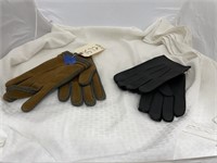Pair Leather Gloves & Pair Suede Lined Gloves