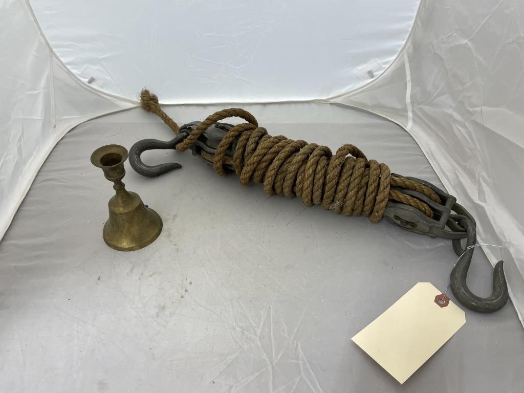 Brass Bell & Rope Pulley