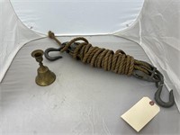 Brass Bell & Rope Pulley