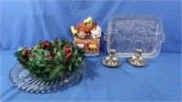 Pewter Candlestick Holders, Glass Plates & more