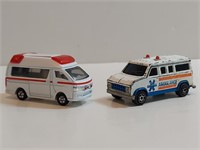 2 Vintage Ambulances Tomica & Majorette 1980s 2006