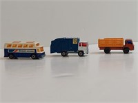 1970s 3 Vintage Matchbox Trucks Bus & Garbage