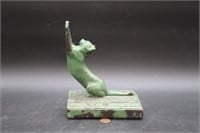 Vtg. Armor Bronze "Stretching Cat" Bookend/Sculpt.