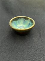 Small blue and brown bowl