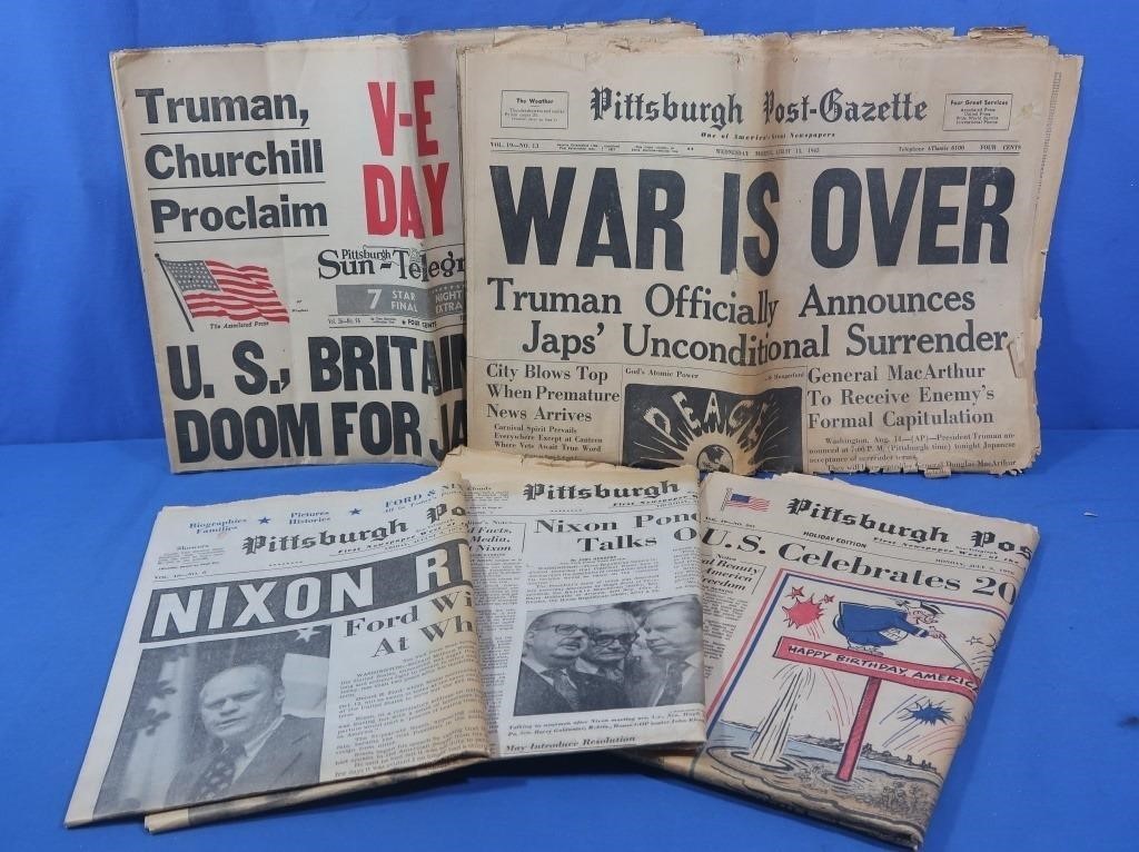 Vintage Post Gazette Pittsburgh Papers-1945,