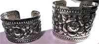 2 STERLING REPOUSSE CUFFS BY FRED SPANEY