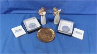 2 Willowtree Figures, 2 Wendell August Ornaments,