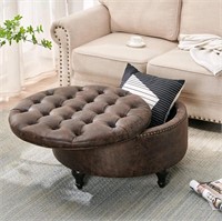 Upholstered 30" Round Storage Ottoman