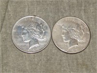 1922 & 1922 S Peace 90% SILVER Dollars