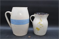 Pair Vintage Stoneware Crocks