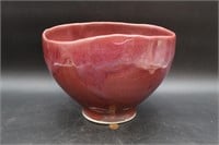 Signed Art Pottery Drip Glaze Mauve Tea Bowl