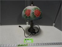 Table lamp with painted glass shade
