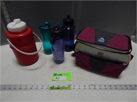 Watch jug, water bottles and lunch bag