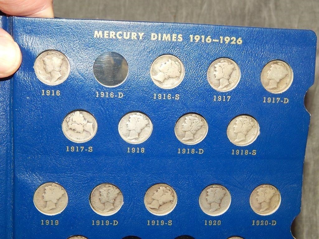 74 diff Mercury Dimes in book many semi Key dates