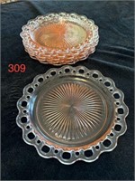 6 Depression Glass Scallop Plates