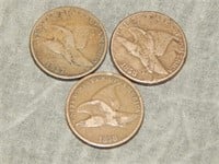 3 Flying Eagle Cents 1857-1858