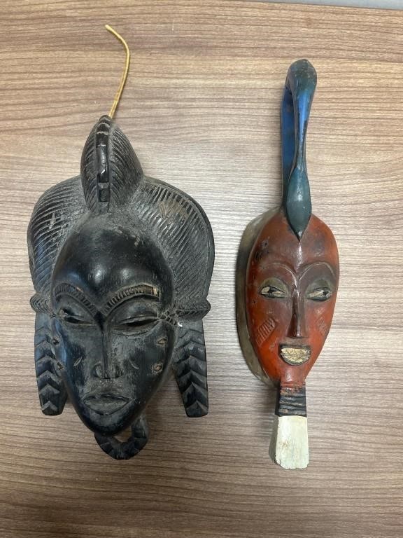 (2) Carved Tribal Masks