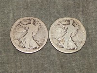 1916 & 1916 D Walking Liberty SILVER Half Dollars