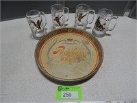 Schmidt Beer mugs; duck mug; Peerless Beer tray