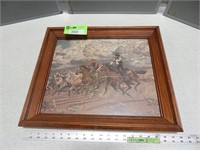 Framed cowboy print; 20"x17