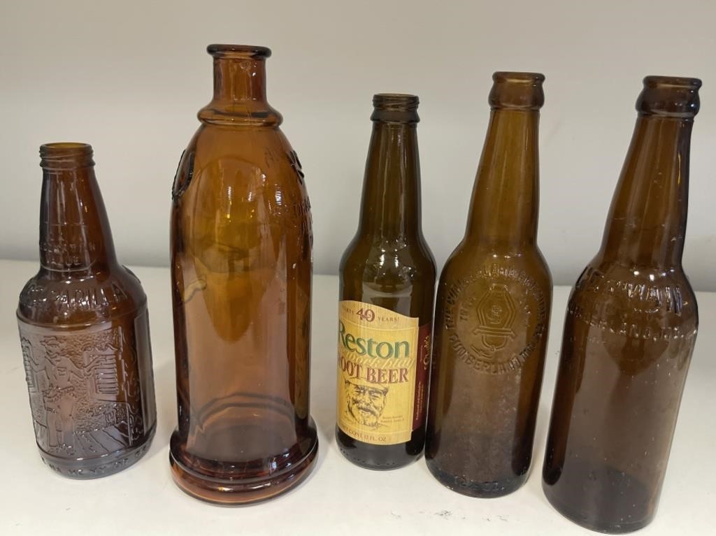Collection of Vintage Brown Bottles