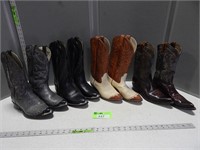 Cowboy boots; 2 size 8, 2 size 8 1/2