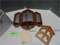 Wood pieces for crafting and a wall mount mirror