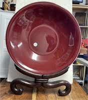 Large Oxblood Bowl with Stand