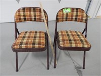 Pair of folding chairs, padded seats and backs