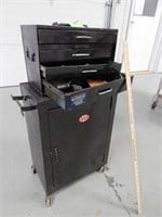 2 Piece tool chest on wheels and contents, drawers