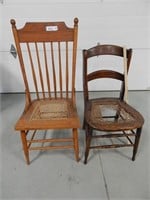 Pair of caned seat chairs that will need repair