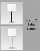 2 Wood Square Base Table Lamp Black - Project 62