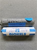 80 Jefferson nickels; 2 rolls; 1939-1949 & 1951-19