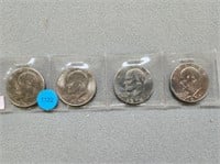 4 Eisenhower dollars; 1776-1976, 1972d, 1974d, 197